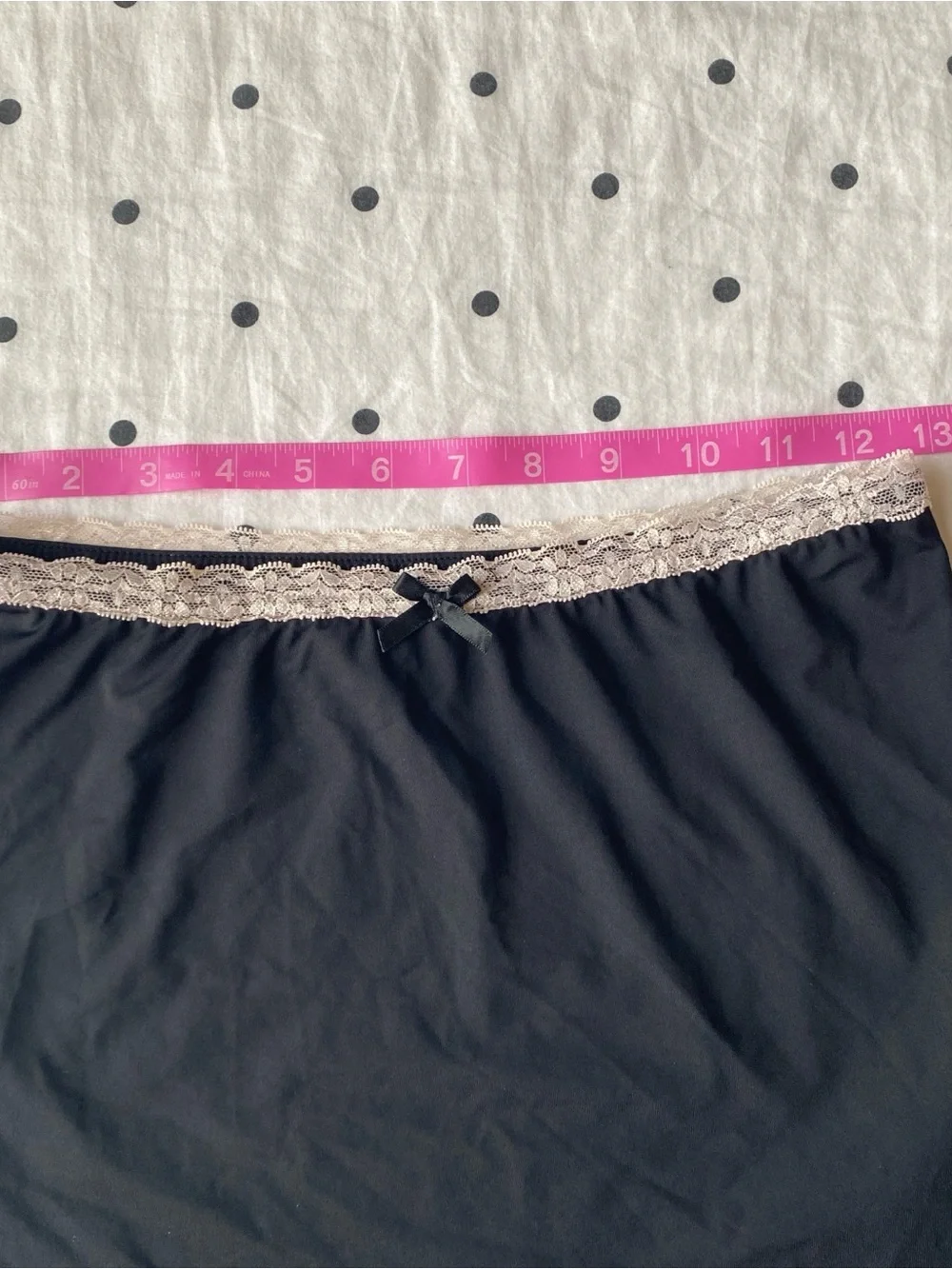 Edikted Black Mini Slip Skirt with Cream Lace Trim